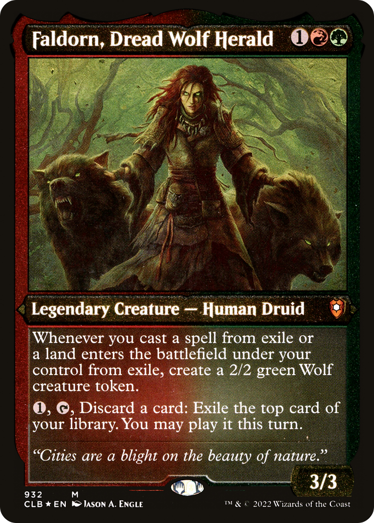 Faldorn, Dread Wolf Herald (CLB-932) [Commander Legends: Battle for Baldur's Gate] Etched Foil MTG Single Wizards of the Coast
