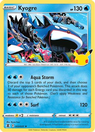 Kyogre (3/25) Holofoil [Misc: Celebrations] Pokemon Single Pokémon