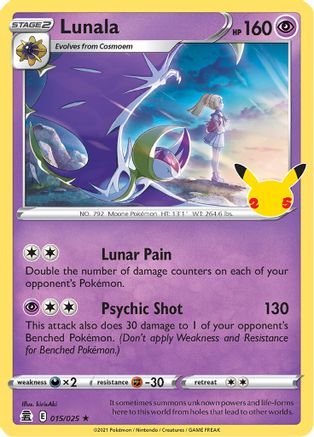 Lunala (15/25) Holofoil [Misc: Celebrations] Pokemon Single Pokémon