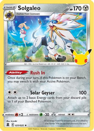 Solgaleo (21/25) Holofoil [Misc: Celebrations] Pokemon Single Pokémon