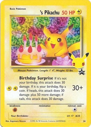 ______'s Pikachu (24/25) Holofoil [Misc: Celebrations Classic Collection] Pokemon Single Pokémon