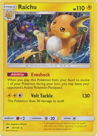 Raichu - 41/147 (Cosmos Holo) () Holofoil [Misc: Blister Exclusives] Pokemon Single Pokémon
