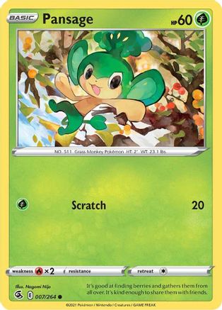 Pansage (7/264) [SWSH: Fusion Strike] Pokemon Single Pokémon