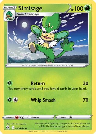Simisage (8/264) Reverse Holofoil [SWSH: Fusion Strike] Pokemon Single Pokémon