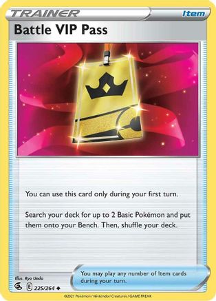 Battle VIP Pass (225/264) [SWSH: Fusion Strike] Pokemon Single Pokémon