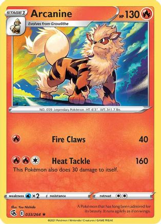 Arcanine (33/264) [SWSH: Fusion Strike] Pokemon Single Pokémon