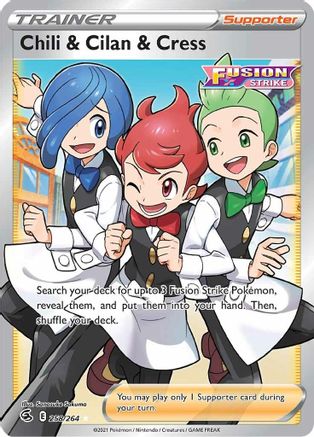 Chili & Cilan & Cress (Full Art) (258/264) Holofoil [SWSH: Fusion Strike] Pokemon Single Pokémon