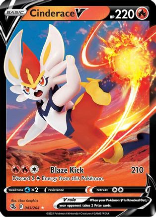 Cinderace V (43/264) Holofoil [SWSH: Fusion Strike] Pokemon Single Pokémon