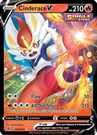 Cinderace V (44/264) Holofoil [SWSH: Fusion Strike] Pokemon Single Pokémon