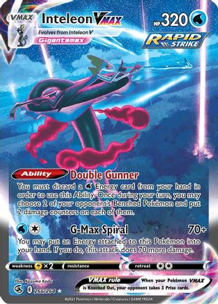 Inteleon VMAX (Alternate Art Secret) (266/264) Holofoil [SWSH: Fusion Strike] Pokemon Single Pokémon