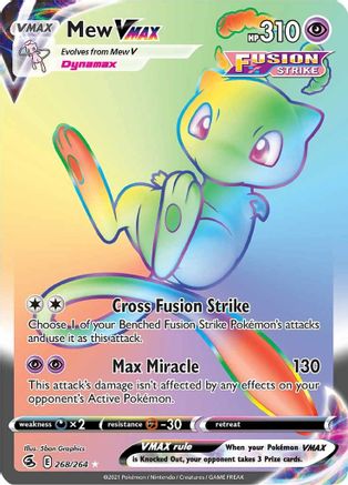 Mew VMAX (Secret) (268/264) - [SWSH: Fusion Strike] Holofoil Pokemon Single Pokémon