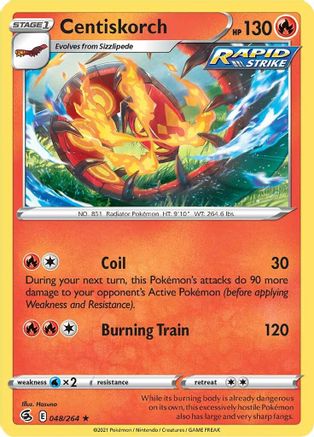 Centiskorch (48/264) Reverse Holofoil [SWSH: Fusion Strike] Pokemon Single Pokémon