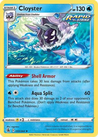 Cloyster (51/264) [SWSH: Fusion Strike] Pokemon Single Pokémon