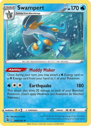 Swampert (64/264) Reverse Holofoil [SWSH: Fusion Strike] Pokemon Single Pokémon