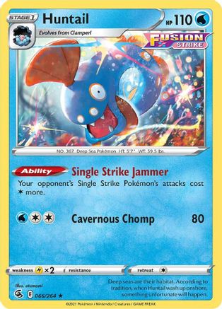 Huntail (66/264) Reverse Holofoil [SWSH: Fusion Strike] Pokemon Single Pokémon