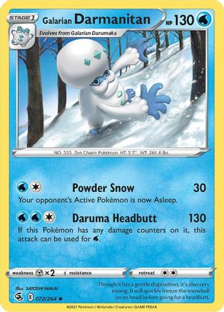 Galarian Darmanitan (72/264) Reverse Holofoil [SWSH: Fusion Strike] Pokemon Single Pokémon