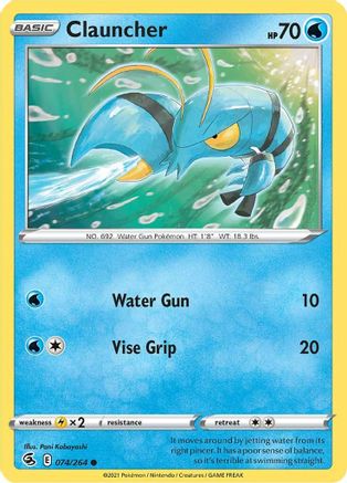 Clauncher (74/264) Reverse Holofoil [SWSH: Fusion Strike] Pokemon Single Pokémon
