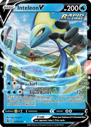Inteleon V (78/264) Holofoil [SWSH: Fusion Strike] Pokemon Single Pokémon