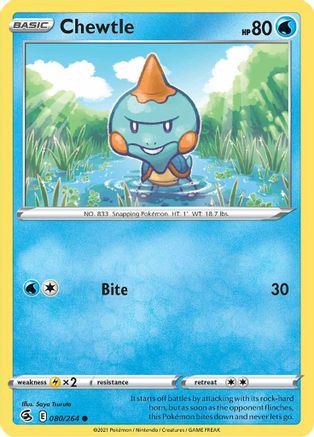 Chewtle (80/264) Reverse Holofoil [SWSH: Fusion Strike] Pokemon Single Pokémon