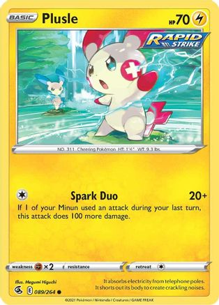 Plusle (89/264) Reverse Holofoil [SWSH: Fusion Strike] Pokemon Single Pokémon