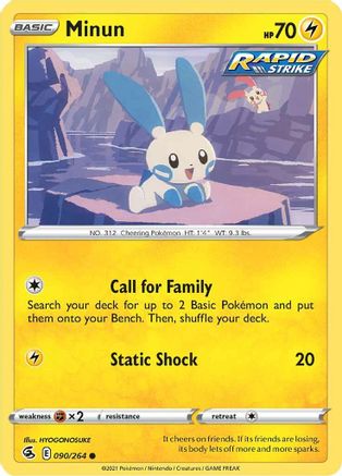 Minun (90/264) Reverse Holofoil [SWSH: Fusion Strike] Pokemon Single Pokémon