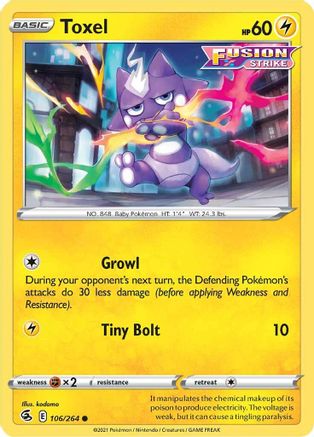 Toxel (106/264) Reverse Holofoil [SWSH: Fusion Strike] Pokemon Single Pokémon