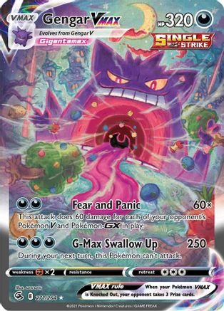 Gengar VMAX (Alternate Art Secret) (271/264) Holofoil [SWSH: Fusion Strike] Pokemon Single Pokémon