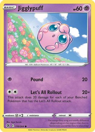 Jigglypuff (110/264) Reverse Holofoil [SWSH: Fusion Strike] Pokemon Single Pokémon