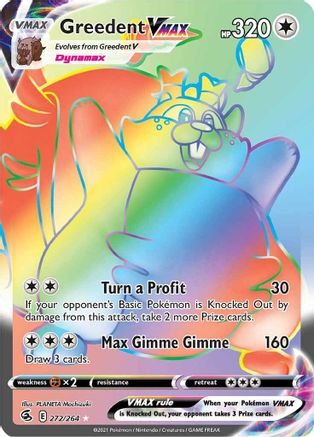 Greedent VMAX (Secret) (272/264) Holofoil [SWSH: Fusion Strike] Pokemon Single Pokémon