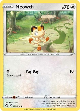 Meowth (199/264) [SWSH: Fusion Strike] Pokemon Single Pokémon