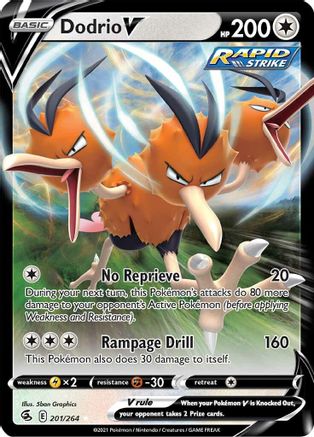 Dodrio V (201/264) Holofoil [SWSH: Fusion Strike] Pokemon Single Pokémon