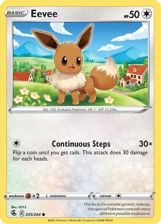 Eevee (205/264) Reverse Holofoil [SWSH: Fusion Strike] Pokemon Single Pokémon