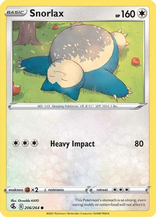 Snorlax (206/264) Reverse Holofoil [SWSH: Fusion Strike] Pokemon Single Pokémon
