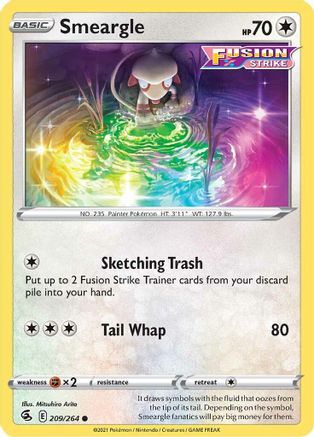 Smeargle (209/264) Reverse Holofoil [SWSH: Fusion Strike] Pokemon Single Pokémon