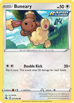 Buneary (212/264) [SWSH: Fusion Strike] Pokemon Single Pokémon