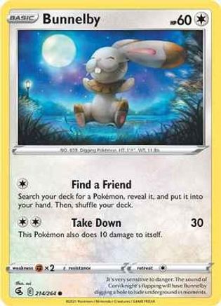 Bunnelby (214/264) Reverse Holofoil [SWSH: Fusion Strike] Pokemon Single Pokémon