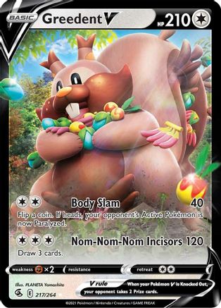 Greedent V (217/264) Holofoil [SWSH: Fusion Strike] Pokemon Single Pokémon