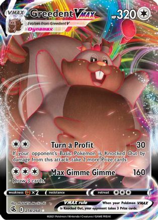 Greedent VMAX (218/264) Holofoil [SWSH: Fusion Strike] Pokemon Single Pokémon