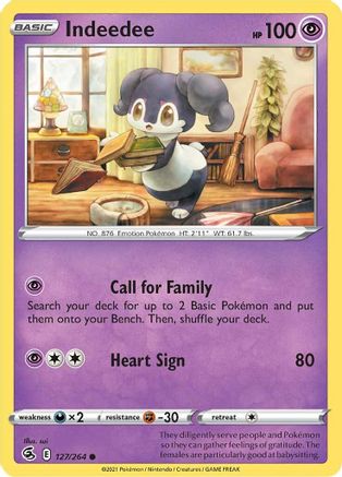 Indeedee (127/264) Reverse Holofoil [SWSH: Fusion Strike] Pokemon Single Pokémon