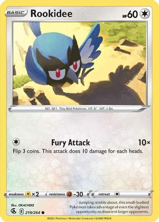 Rookidee (219/264) Reverse Holofoil [SWSH: Fusion Strike] Pokemon Single Pokémon