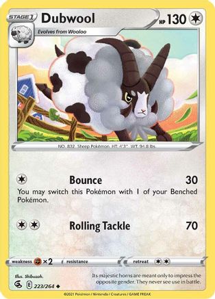 Dubwool (223/264) Reverse Holofoil [SWSH: Fusion Strike] Pokemon Single Pokémon