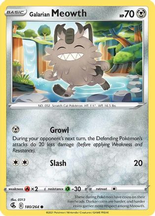 Galarian Meowth (180/264) [SWSH: Fusion Strike] Pokemon Single Pokémon
