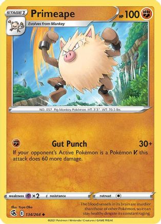 Primeape (134/264) [SWSH: Fusion Strike] Pokemon Single Pokémon