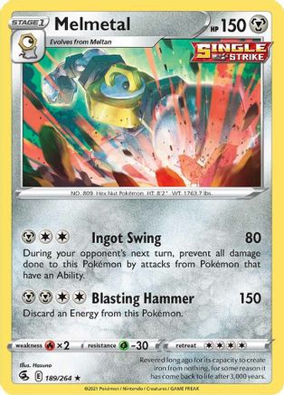 Melmetal (189/264) Reverse Holofoil [SWSH: Fusion Strike] Pokemon Single Pokémon