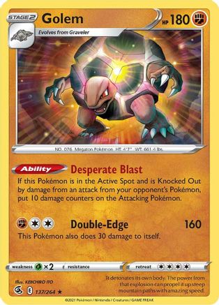 Golem (137/264) [SWSH: Fusion Strike] Pokemon Single Pokémon