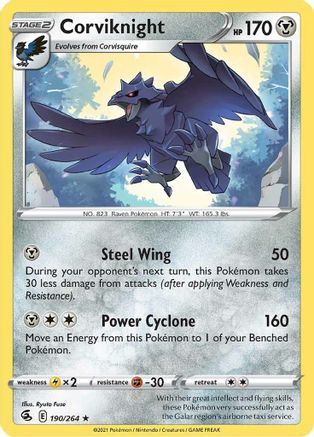 Corviknight (190/264) Reverse Holofoil [SWSH: Fusion Strike] Pokemon Single Pokémon