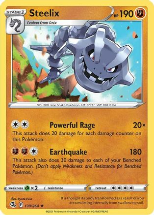 Steelix (139/264) Holofoil [SWSH08 Fusion Strike] Pokemon Single Pokémon