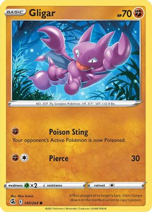 Gligar (140/264) Reverse Holofoil [SWSH: Fusion Strike] Pokemon Single Pokémon
