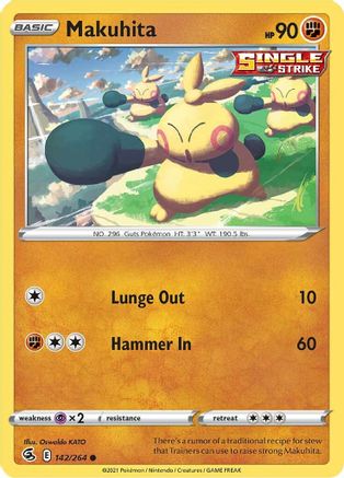 Makuhita (142/264) Reverse Holofoil [SWSH: Fusion Strike] Pokemon Single Pokémon