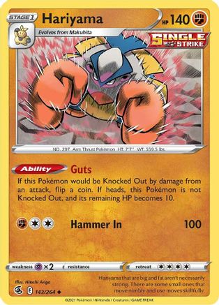 Hariyama (143/264) [SWSH: Fusion Strike] Pokemon Single Pokémon